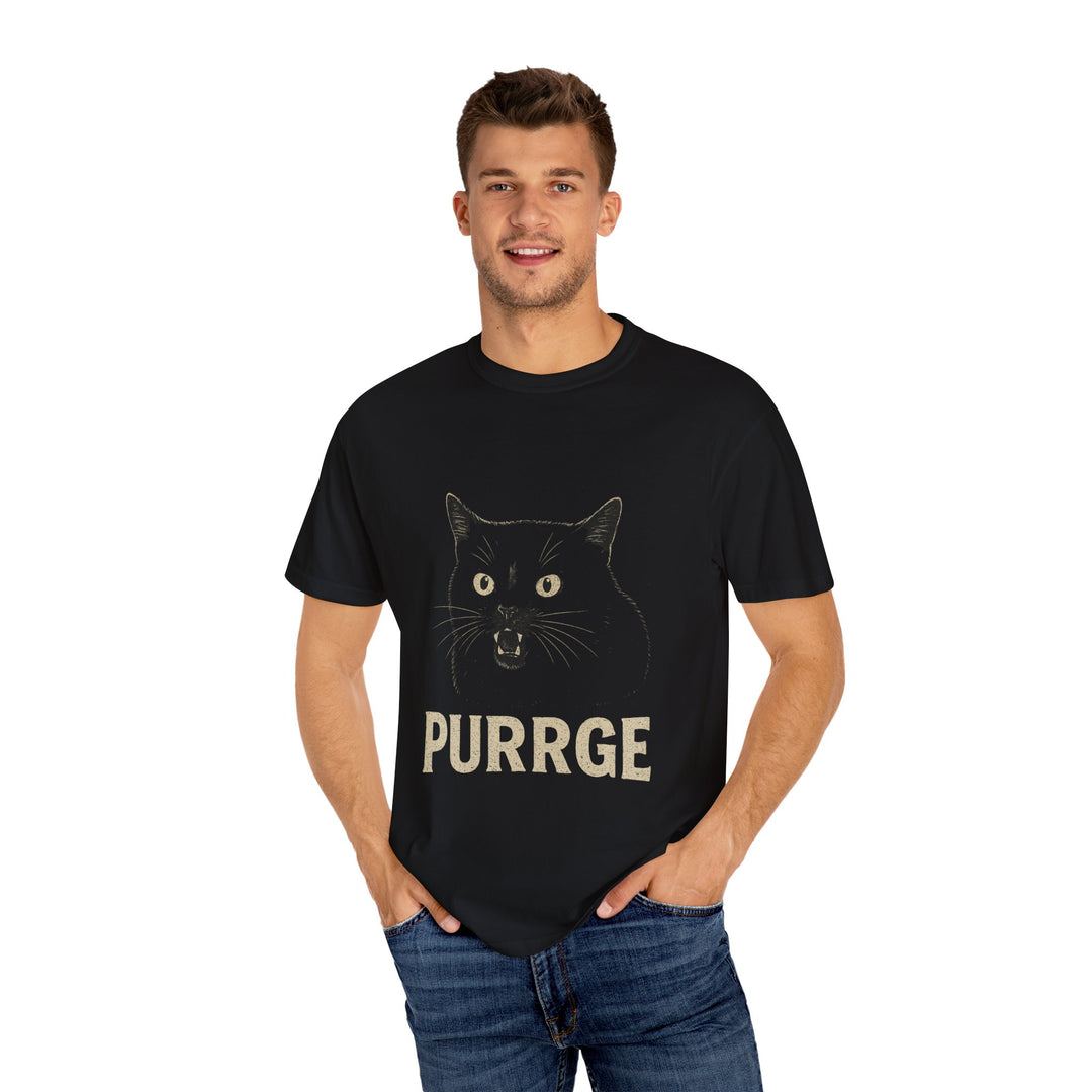 Purrge Black Cat T-Shirt, Unisex Cat Lover Tee, Funny Cat Shirt, Pet Lover Gift, Gift for Her, Gifts for Him