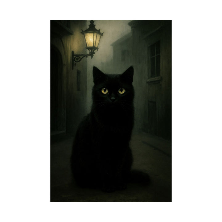 Gothic Cat Art Print - Watcher in the Fog