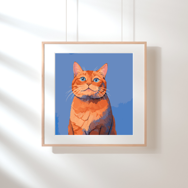 Orange Cat Art Print - Orange Puff