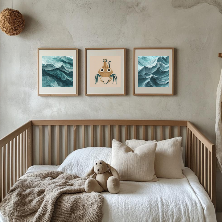 Origami Textured Paper Print - Ocean Waves