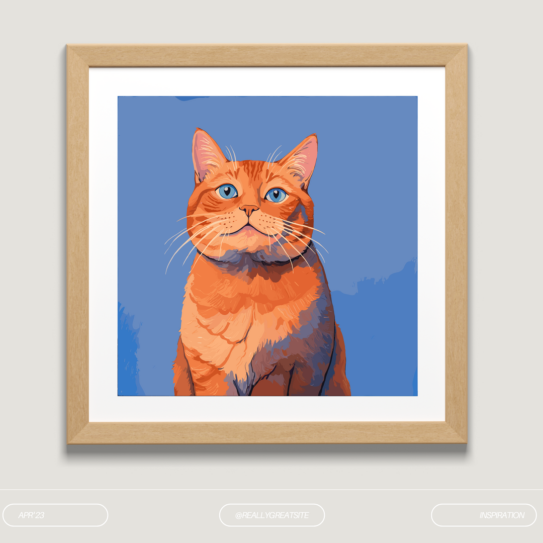 Orange Cat Art Print - Orange Puff