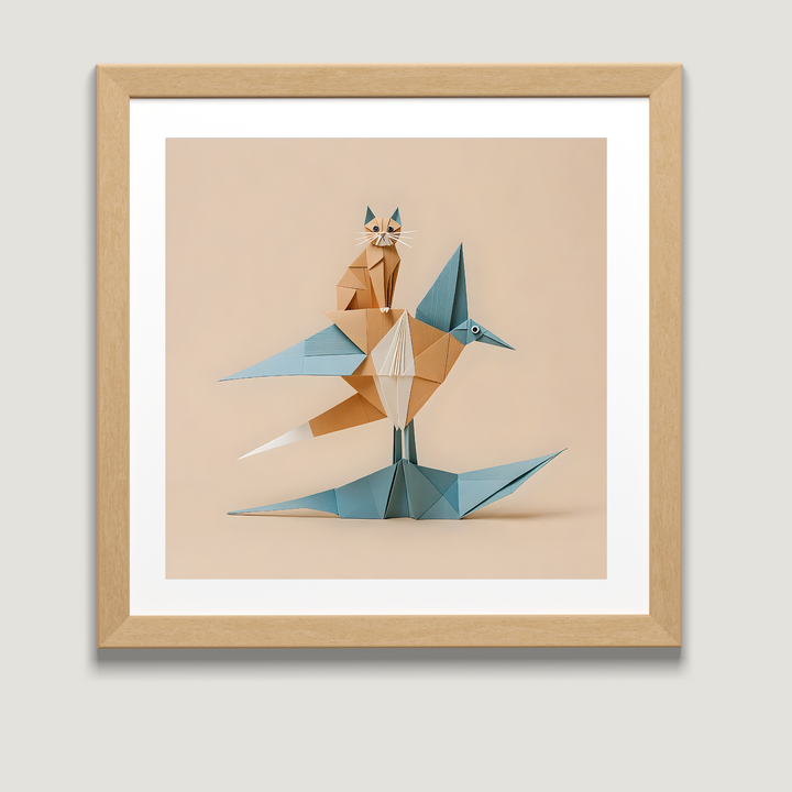 Cat Origami Print - High-Flying Feline