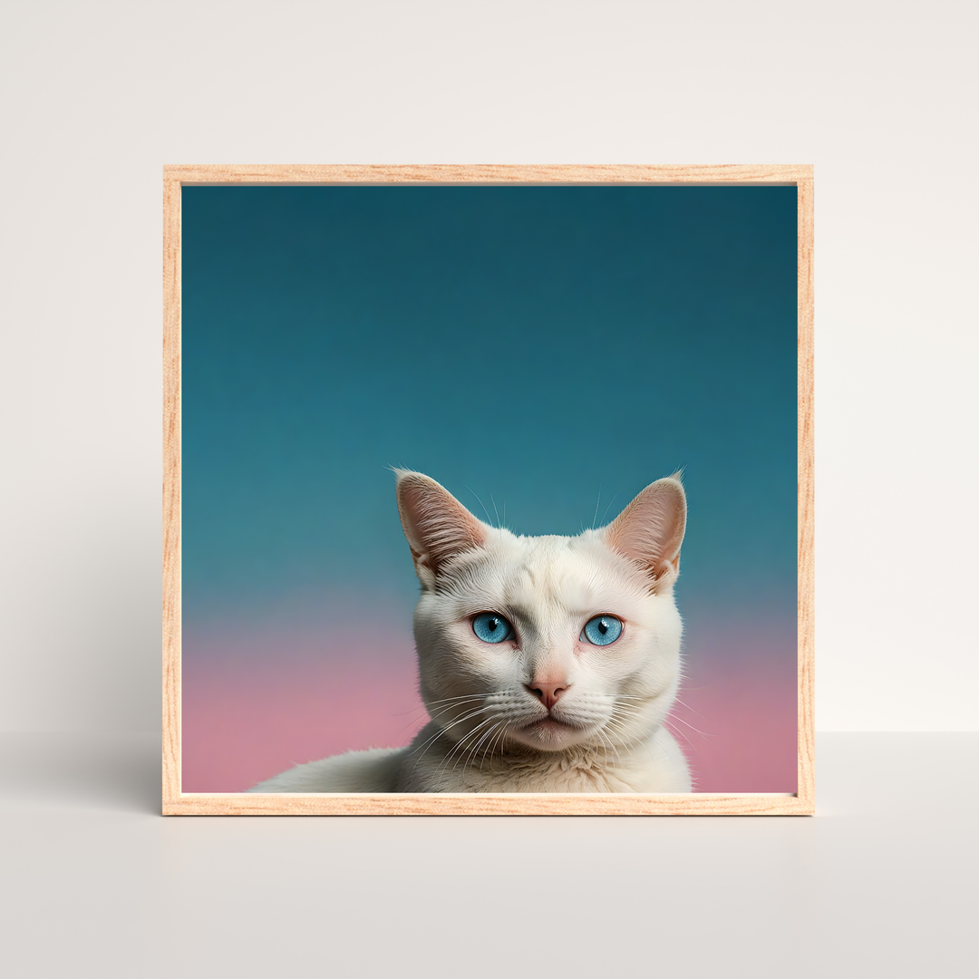 White Cat Portrait Poster