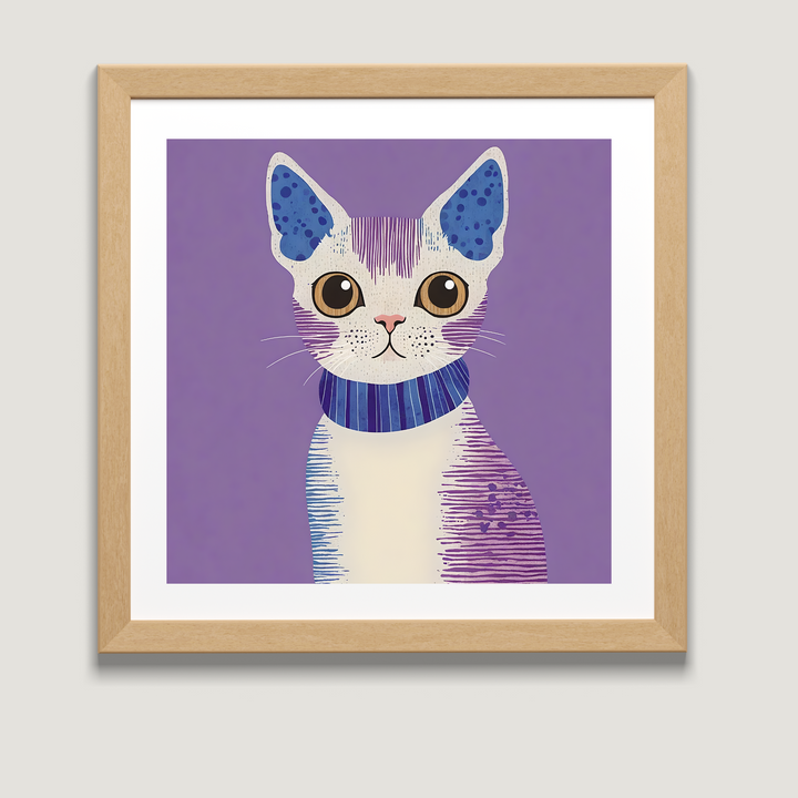 Devon Rex Cat Print - Purple Reign