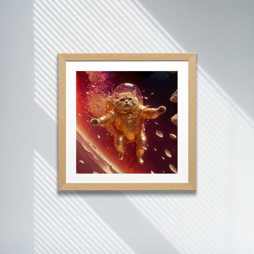 British Shorthair Art Print - Paws in the Cosmos