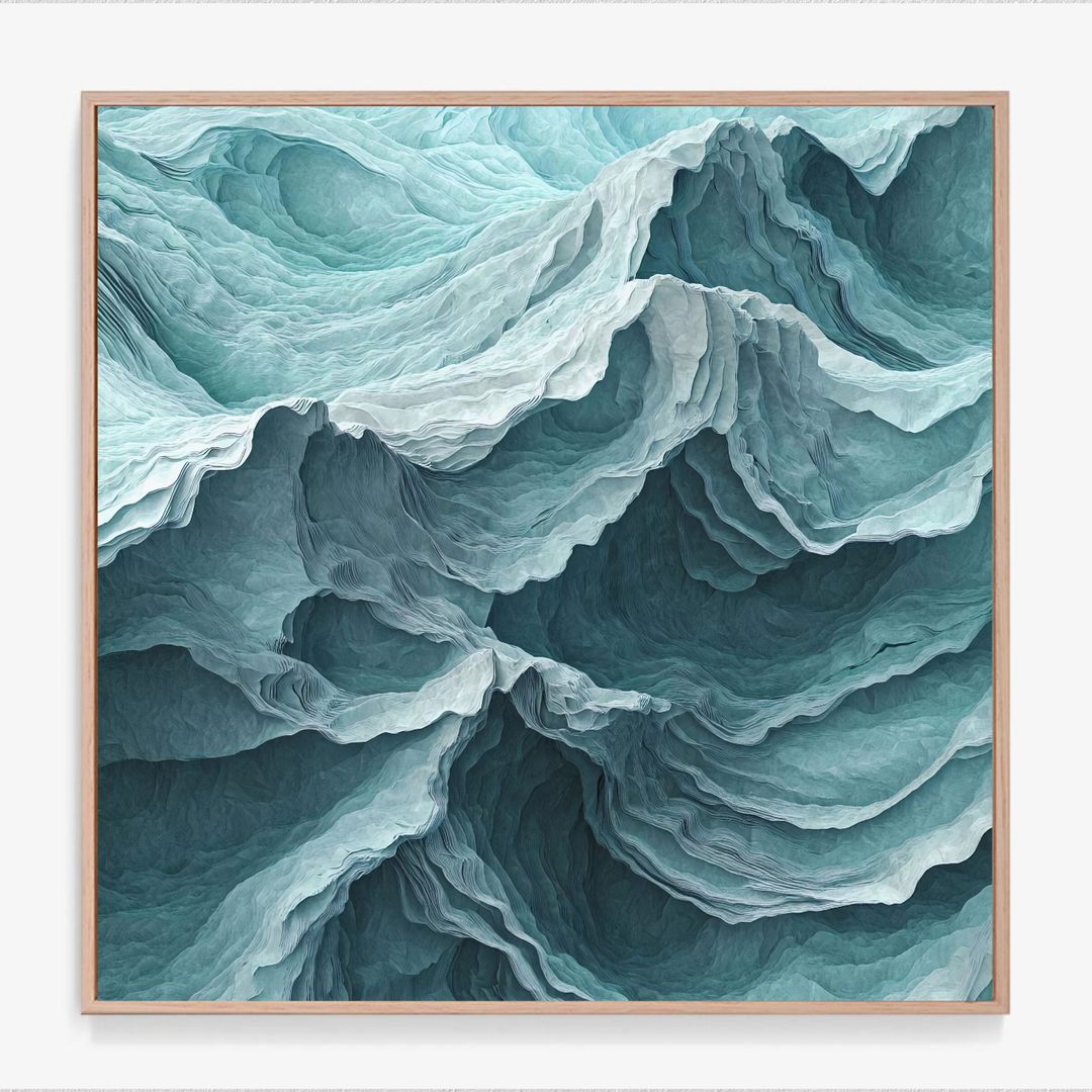 Origami Textured Paper Print - Ocean Waves