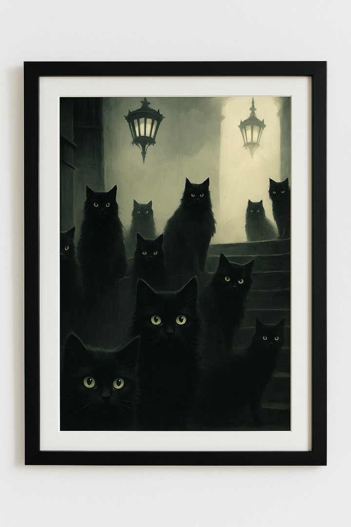 Gothic Cat Art Print - The Gathering