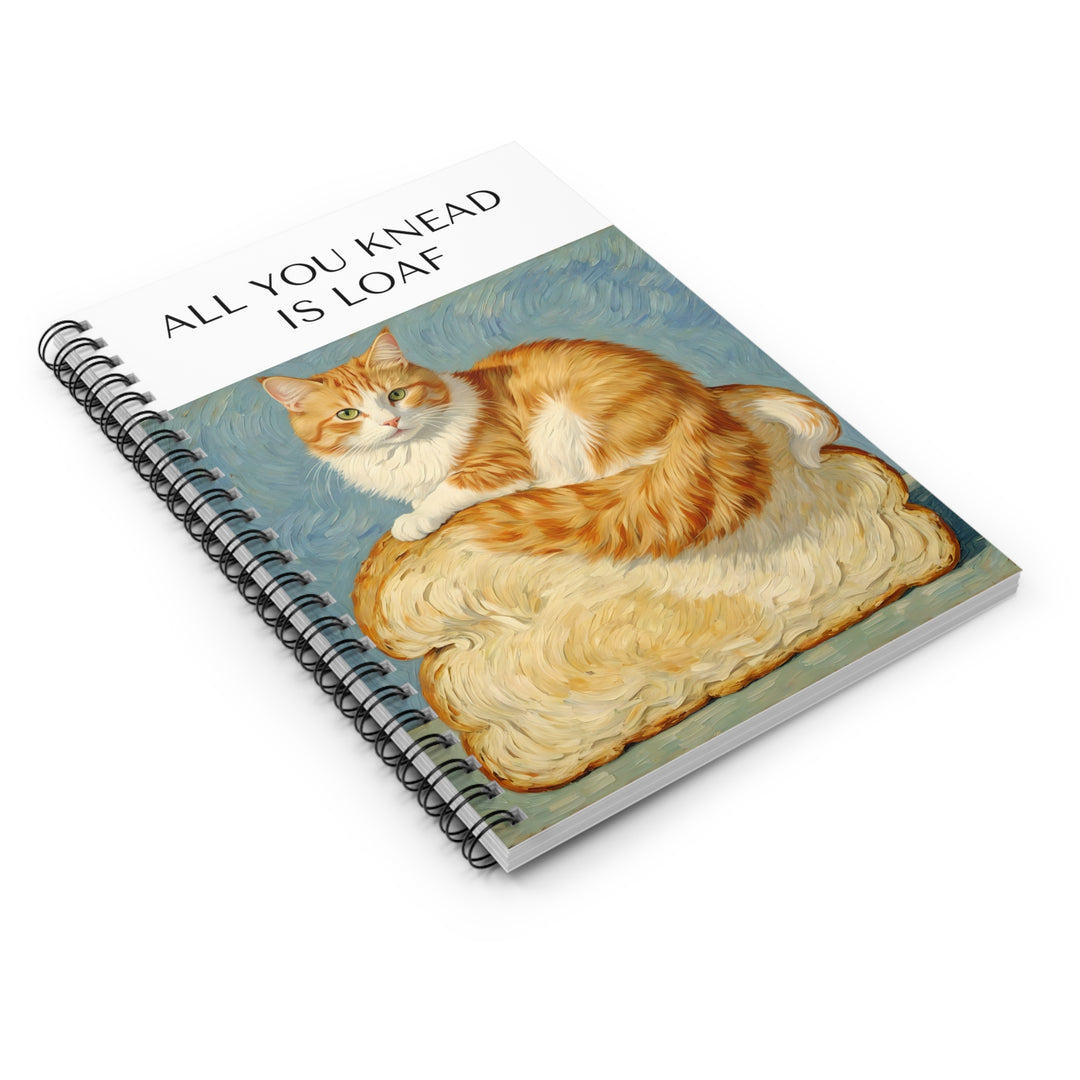 Cat-Themed Spiral Notebook - 'All You Knead is Loaf' Design for Cat Lovers