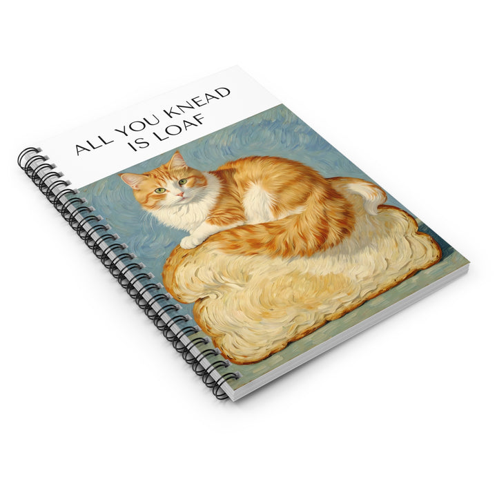 Cat-Themed Spiral Notebook - 'All You Knead is Loaf' Design for Cat Lovers