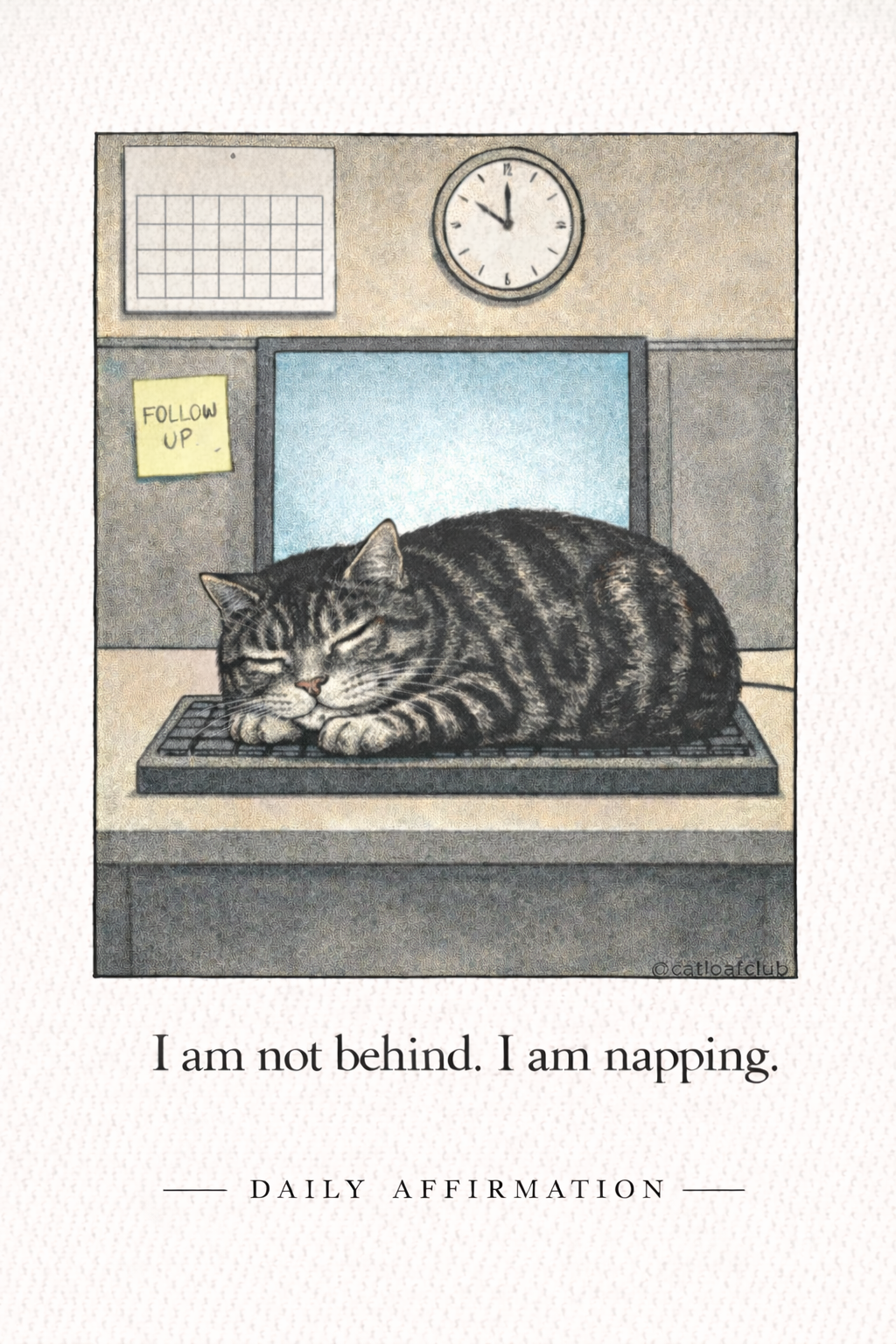 Daily Cat Affirmations - I am not behind. I am Napping.