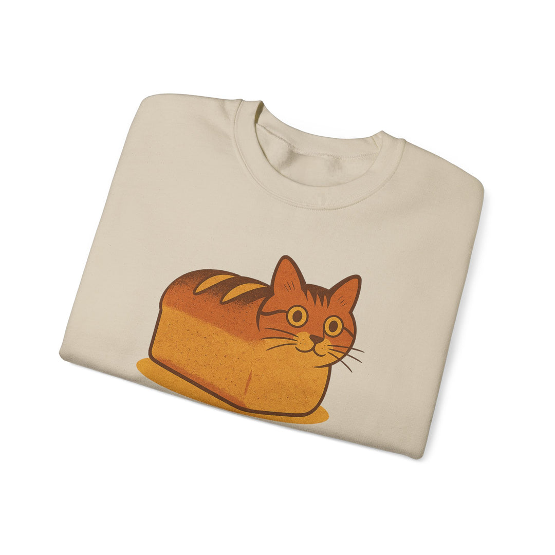 Cat Loaf Sweatshirt - Cute Bread Cat Graphic Crewneck Sand