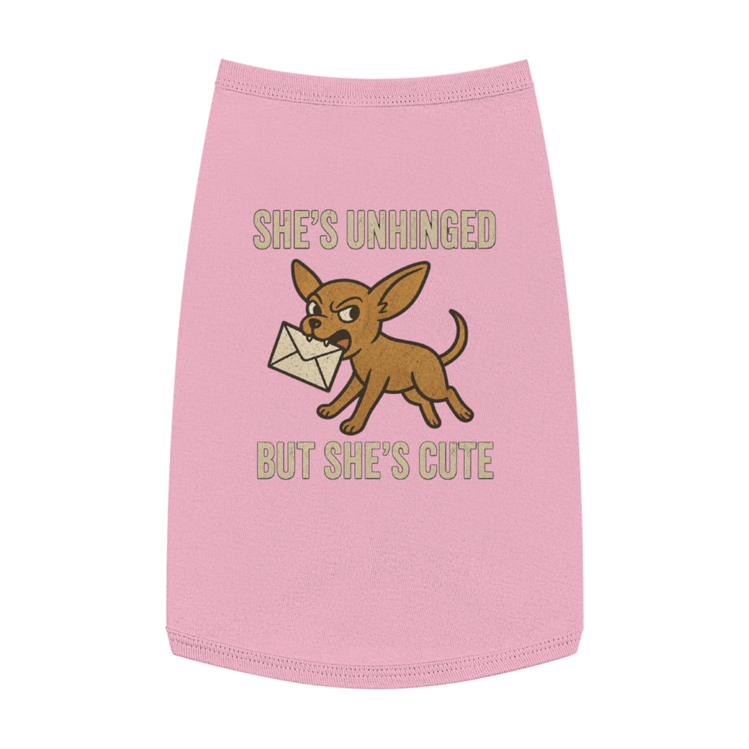 Pet Tank Top - "She's Unhinged But She's Cute" Chihuahua Novelty Dog Shirt L Pink
