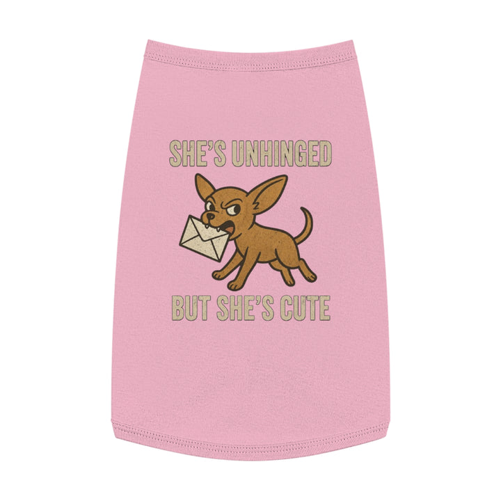 Pet Tank Top - "She's Unhinged But She's Cute" Chihuahua Novelty Dog Shirt L Pink