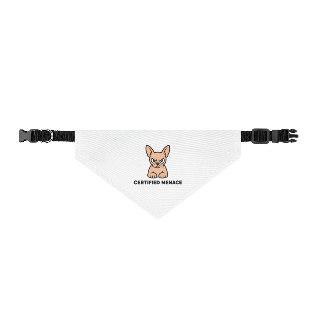 Clip-On Pet Bandana — "Certified Menace" Dog Bandana Collar Attachment
