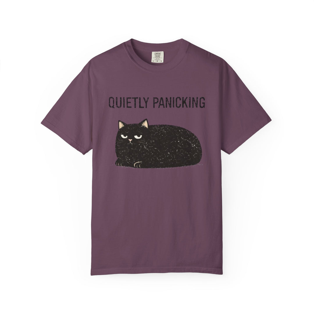 Camiseta de gato en pánico silencioso - Camiseta gráfica divertida de gato gruñón