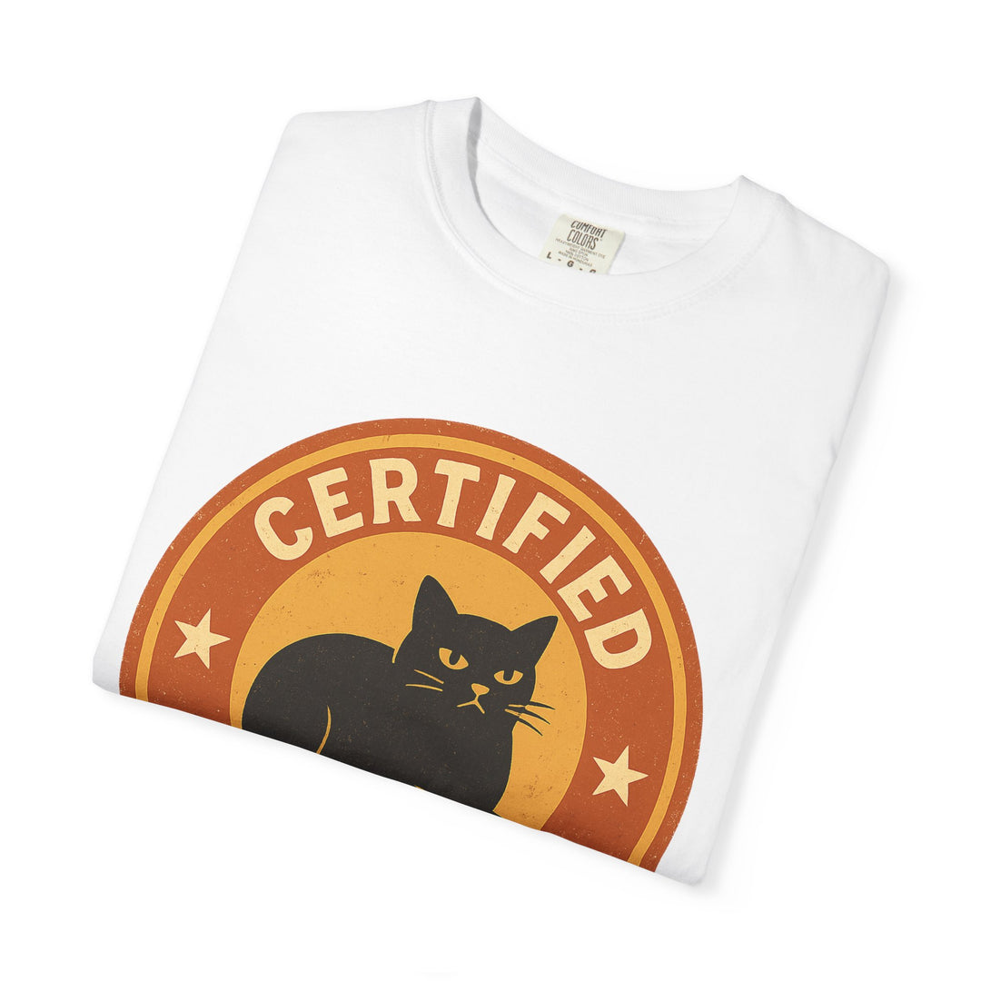 Campfire Cat Patch T-Shirt - Retro Outdoor Graphic Tee White