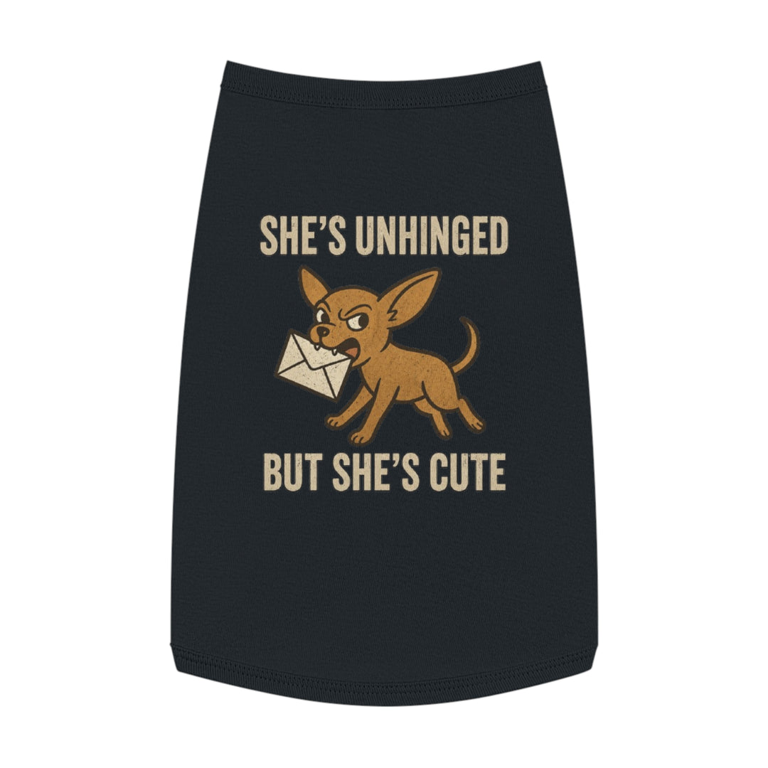 Pet Tank Top - "She's Unhinged But She's Cute" Chihuahua Novelty Dog Shirt L Black