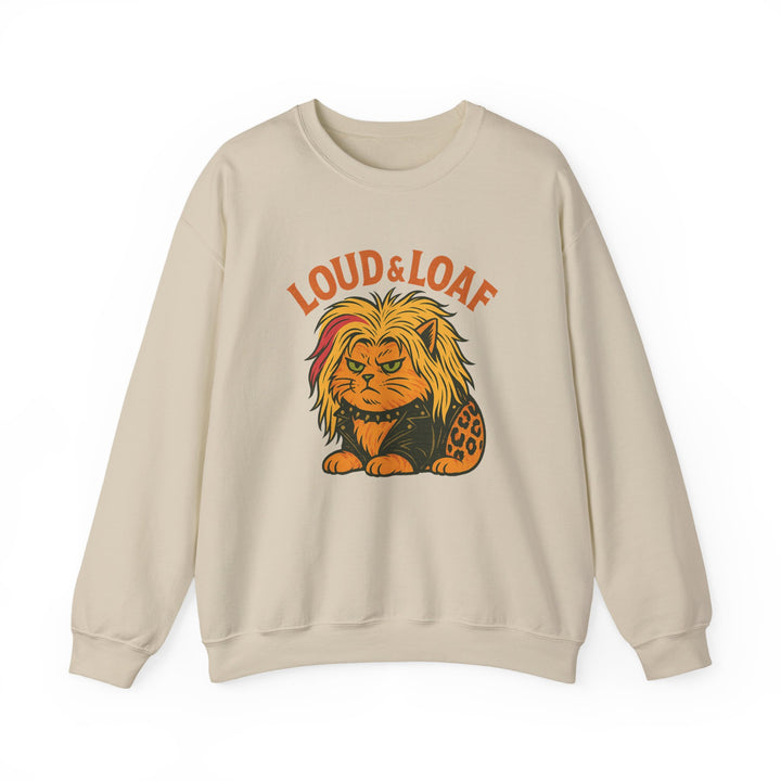 Loud & Loaf Lion Sweatshirt - Cute Retro Cat Graphic Crewneck Sand
