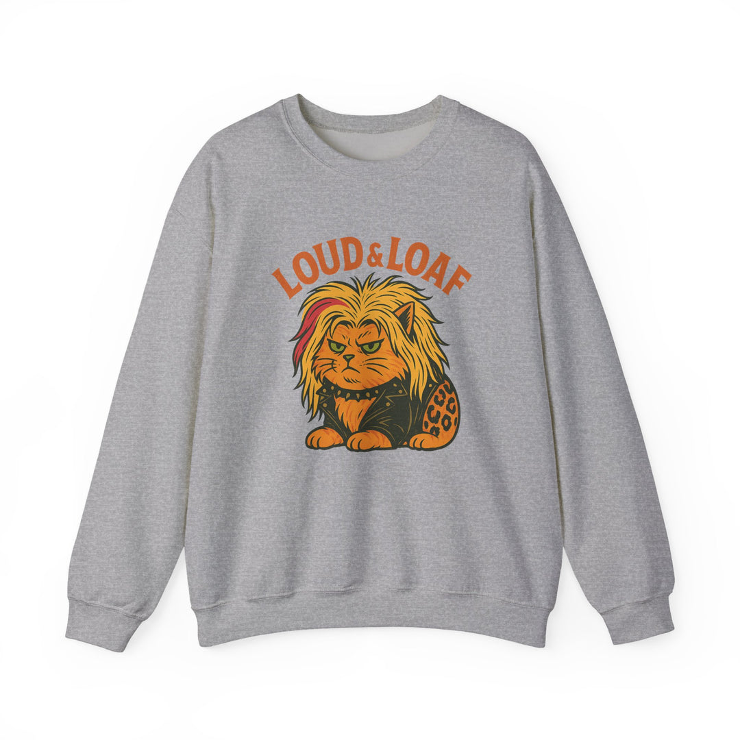 Loud & Loaf Lion Sweatshirt - Cute Retro Cat Graphic Crewneck Sport Grey
