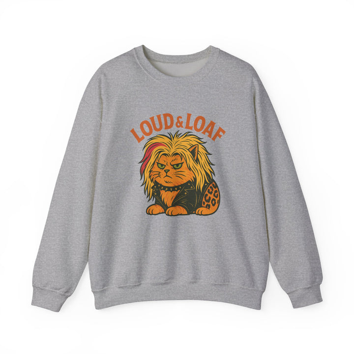 Loud & Loaf Lion Sweatshirt - Cute Retro Cat Graphic Crewneck Sport Grey