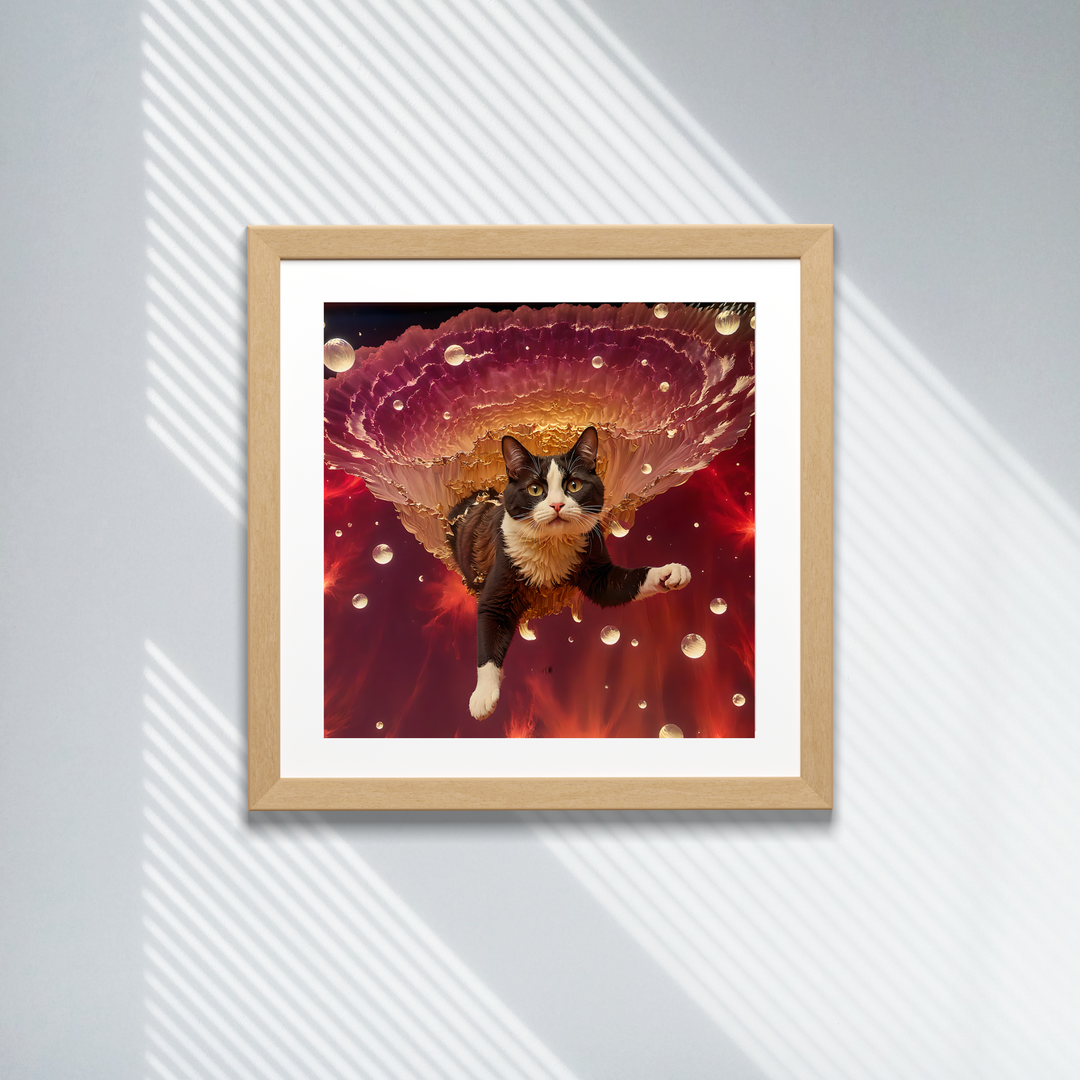 Tuxedo Cat Art Print - The Astronaut