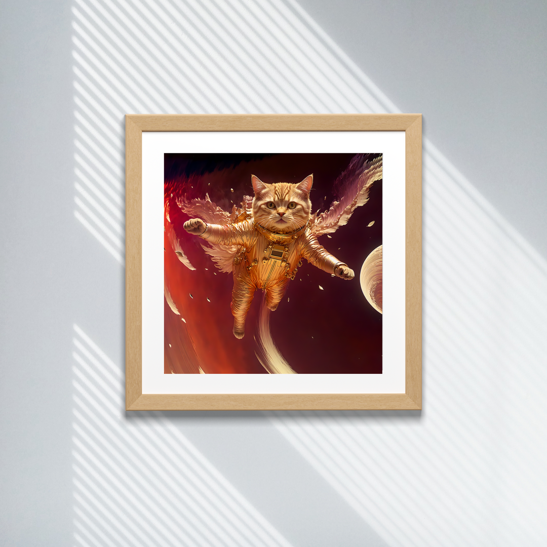 Cute Astronaut Cat Print - The Golden Astronaut