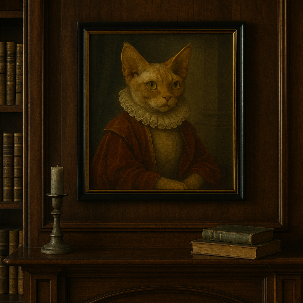 Regal Devon Rex Cat Portrait Matte Vertical Poster 8" x 10" Matte