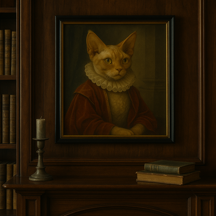 Regal Devon Rex Cat Portrait Matte Vertical Poster 8" x 10" Matte