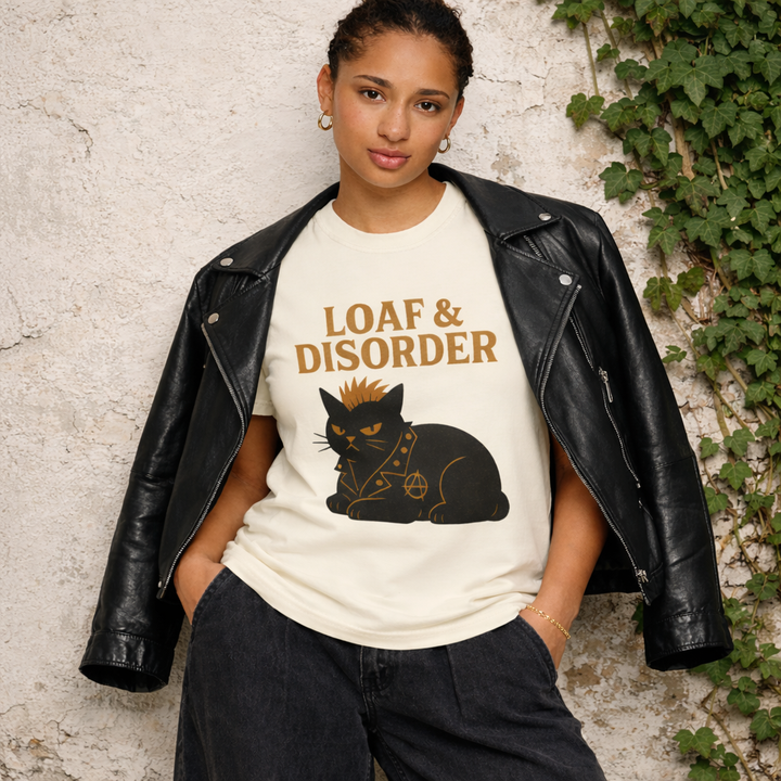 Camiseta de gato Loaf &amp; Disorder - Camiseta gráfica de gato negro punk