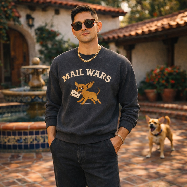 Mail Wars Vintage Style Collegiate Chihuahua Shirt (Distressed)