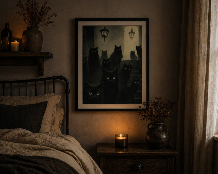Gothic Cat Art Print - The Gathering