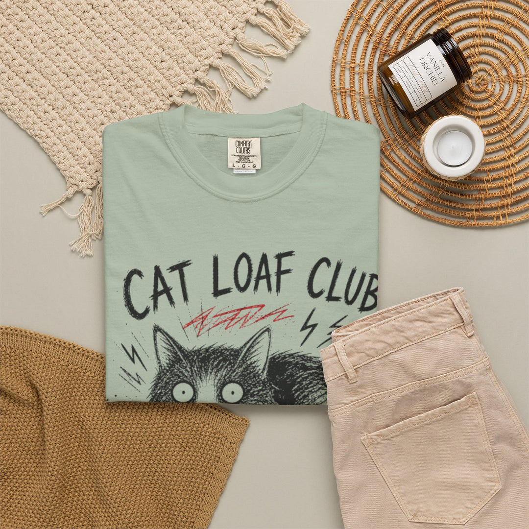 Cat Loaf Club Graphic Tee | Hard-Drawn Minimalist Cat Shirt