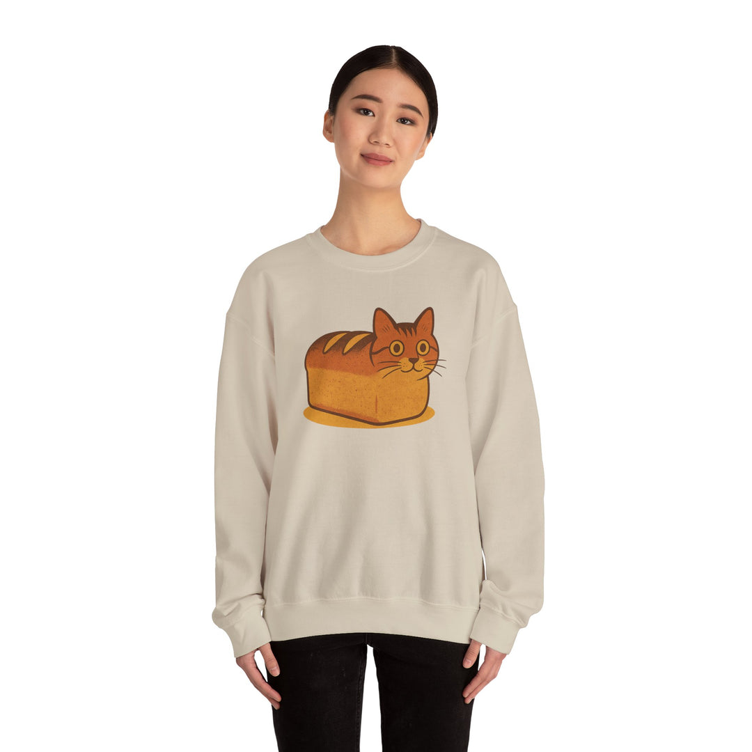 Cat Loaf Sweatshirt - Cute Bread Cat Graphic Crewneck Sand
