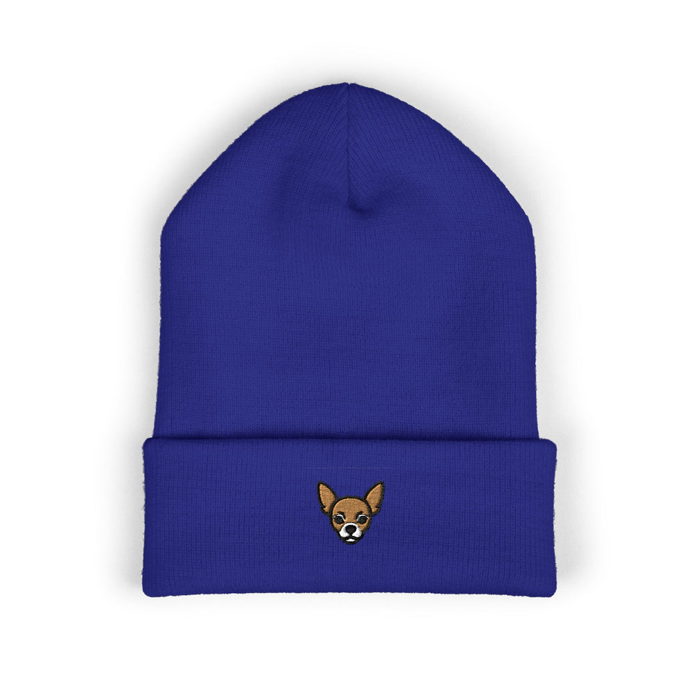 Tiny Chihuahua Embroidered Beanie One size Royal