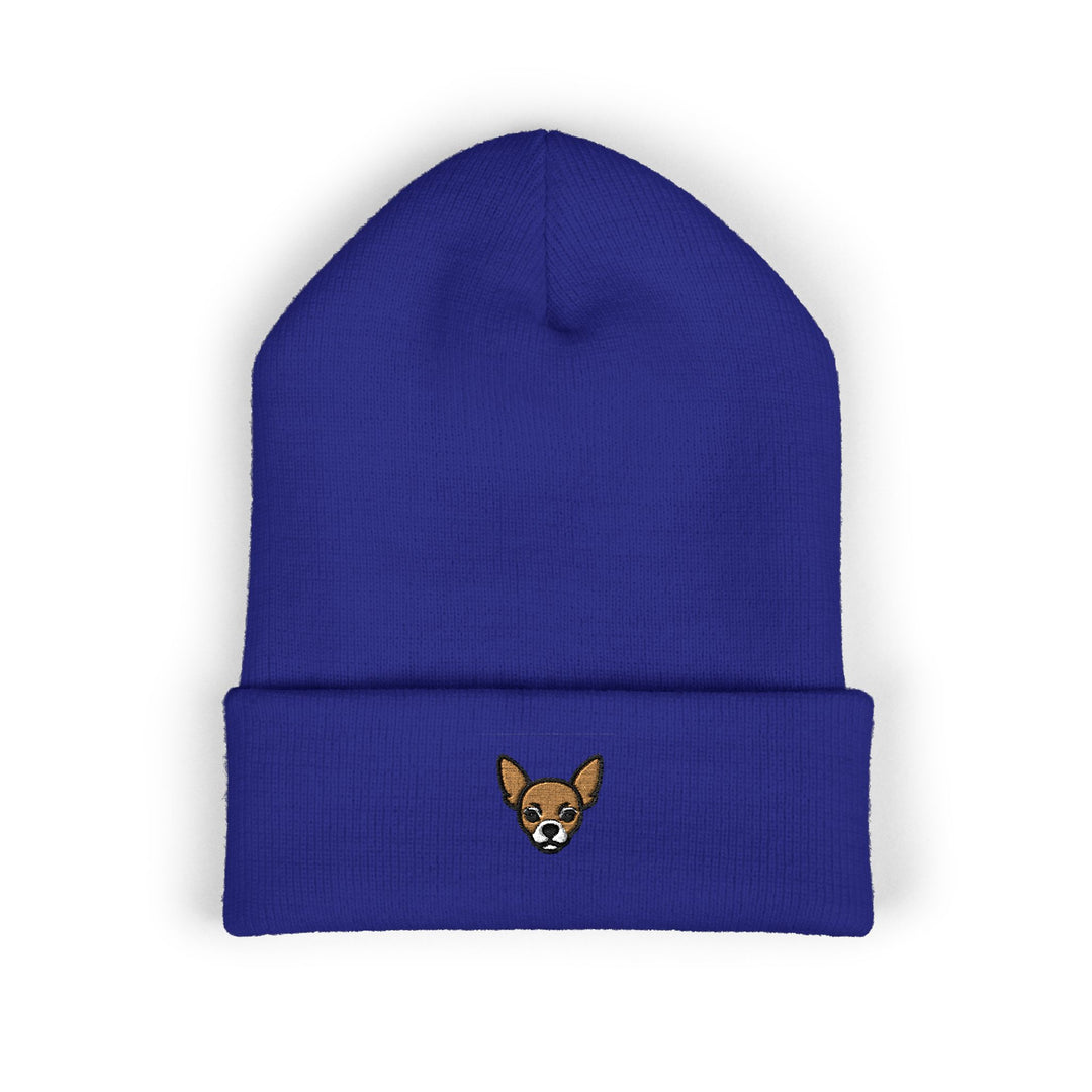 Tiny Chihuahua Embroidered Beanie One size Royal