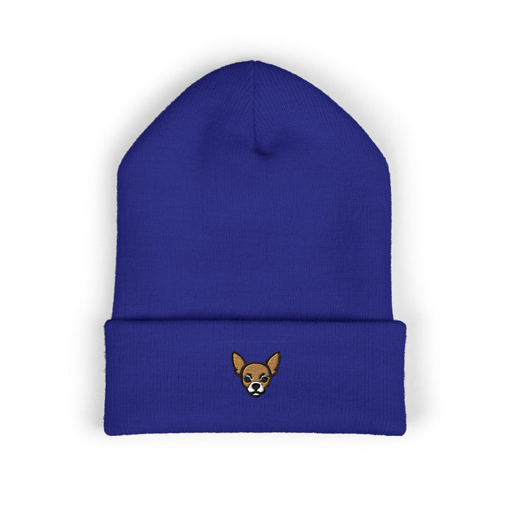 Tiny Chihuahua Embroidered Beanie One size Royal