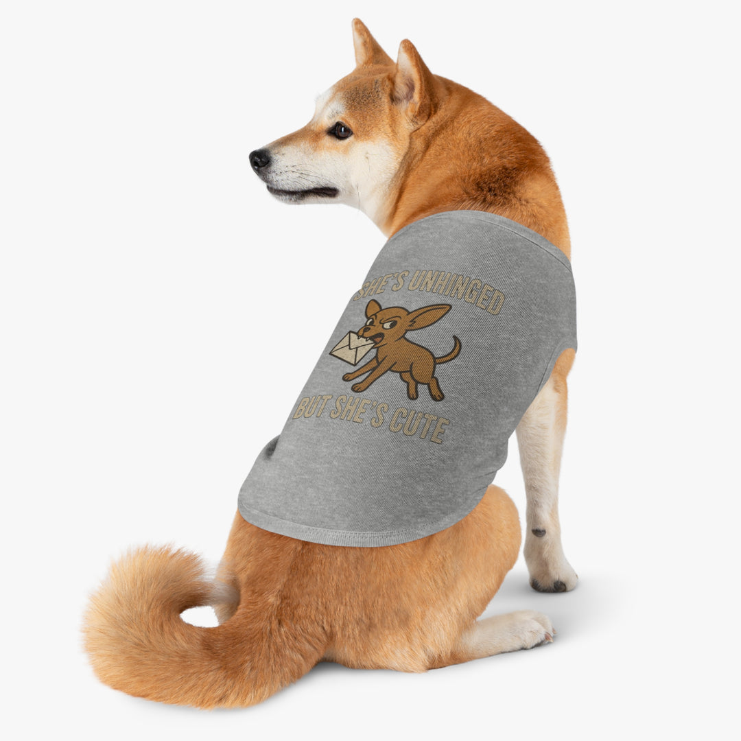 Pet Tank Top - "She's Unhinged But She's Cute" Chihuahua Novelty Dog Shirt