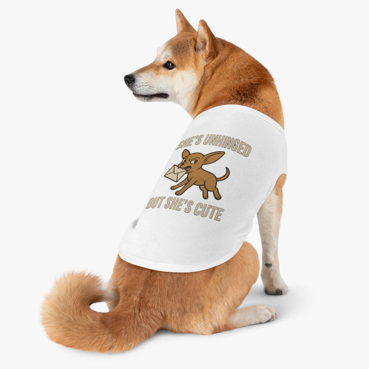 Pet Tank Top - "She's Unhinged But She's Cute" Chihuahua Novelty Dog Shirt