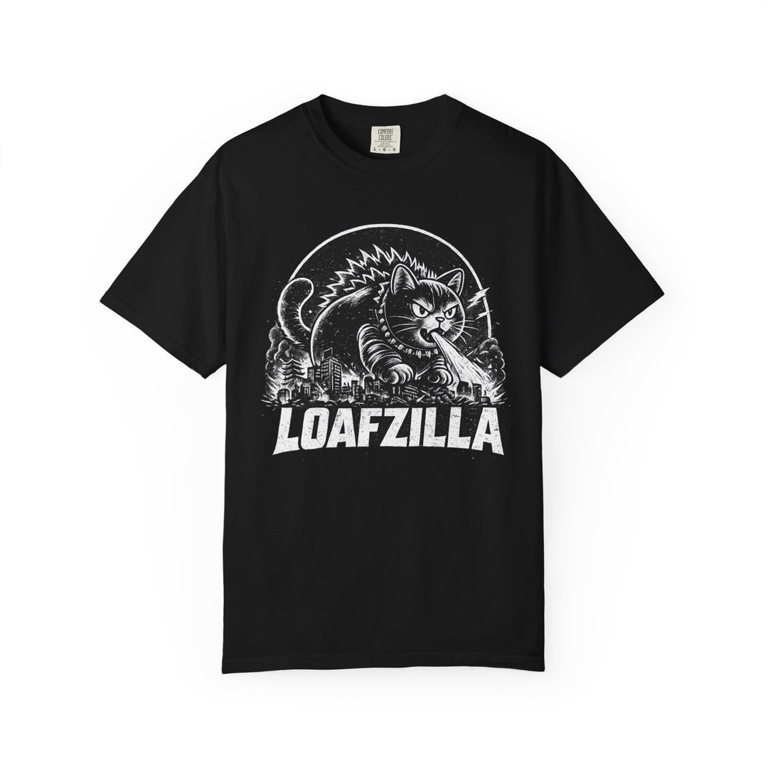 Loafzilla Cat Tee - Vintage Monster Cat Graphic T-Shirt Black