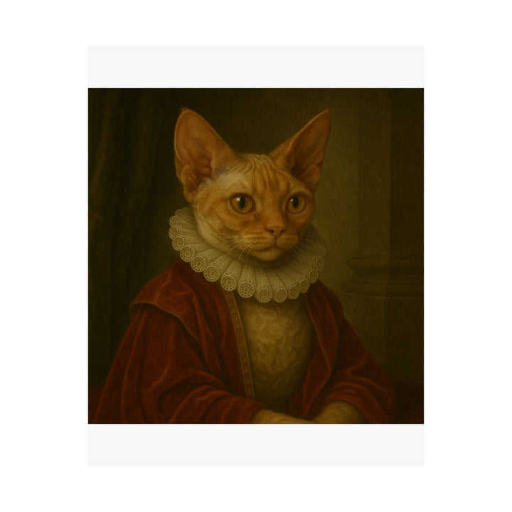 Regal Devon Rex Cat Portrait Matte Vertical Poster 8" x 10" Matte