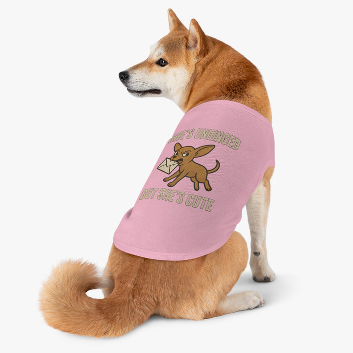 Pet Tank Top - "She's Unhinged But She's Cute" Chihuahua Novelty Dog Shirt