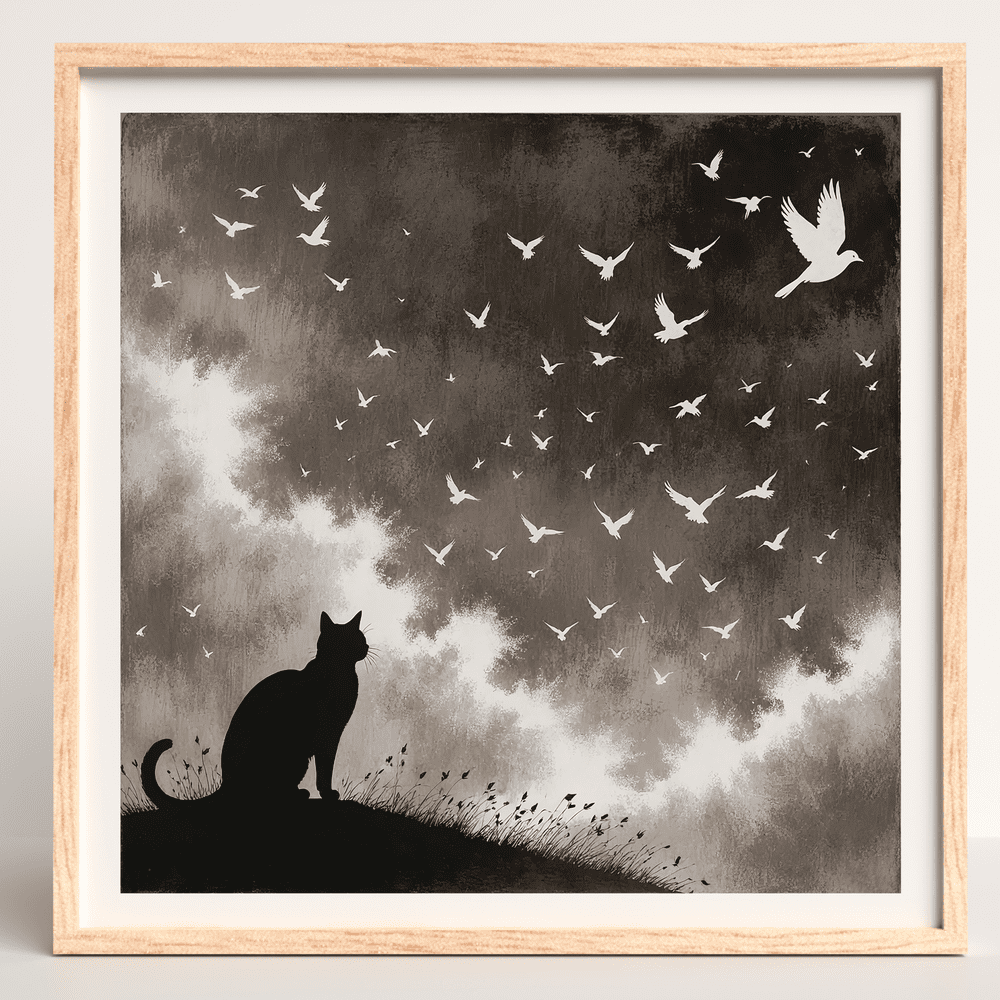 Cat Art Print - Skyward Dreams
