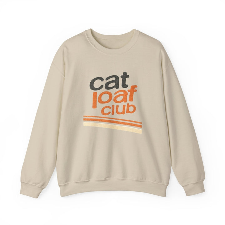 Cat Loaf Club Crewneck Sweatshirt - Retro Vintage Cat Lover Pullover Sand