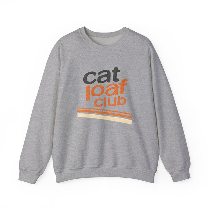 Cat Loaf Club Crewneck Sweatshirt - Retro Vintage Cat Lover Pullover Sport Grey