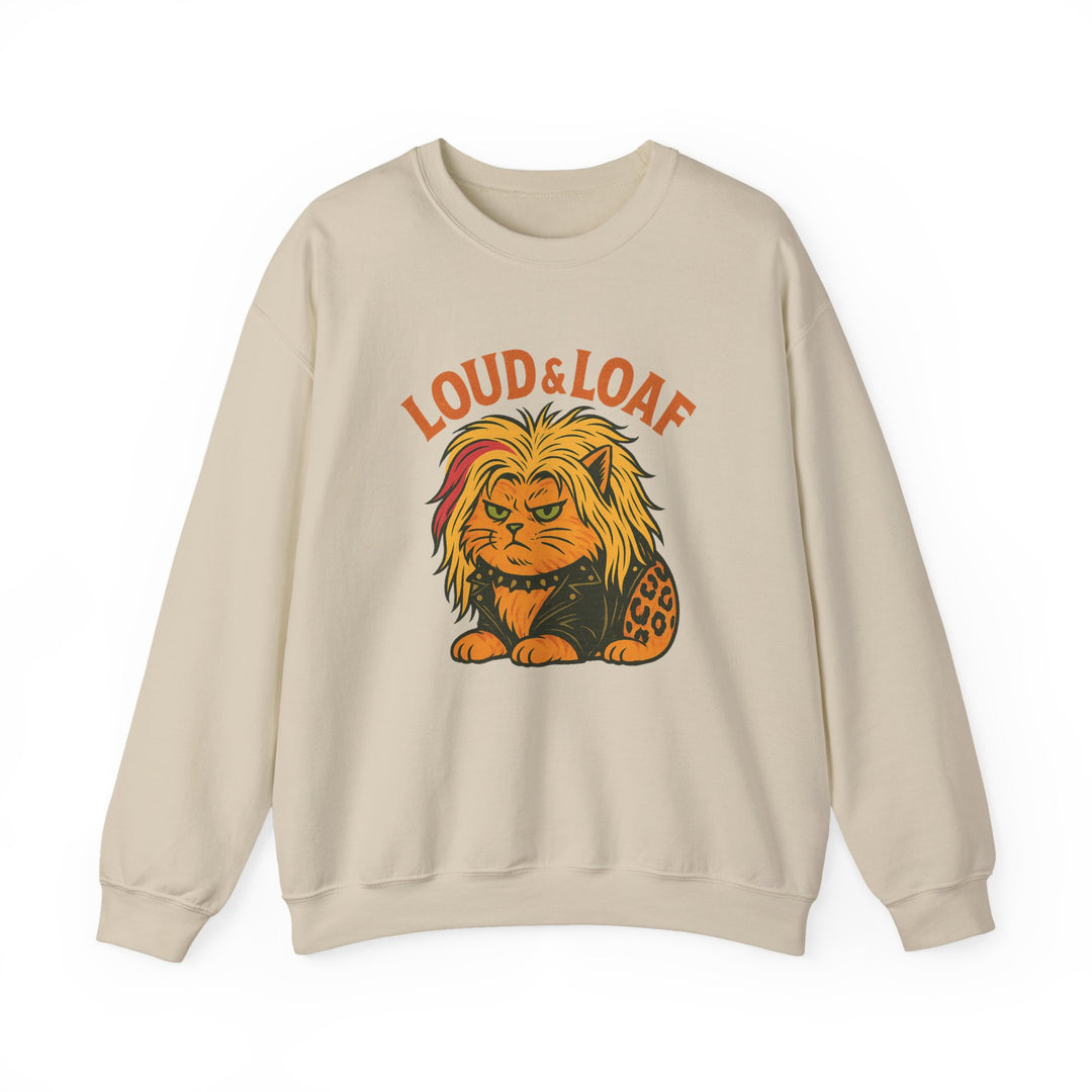 Loud & Loaf Lion Sweatshirt - Cute Retro Cat Graphic Crewneck Sand
