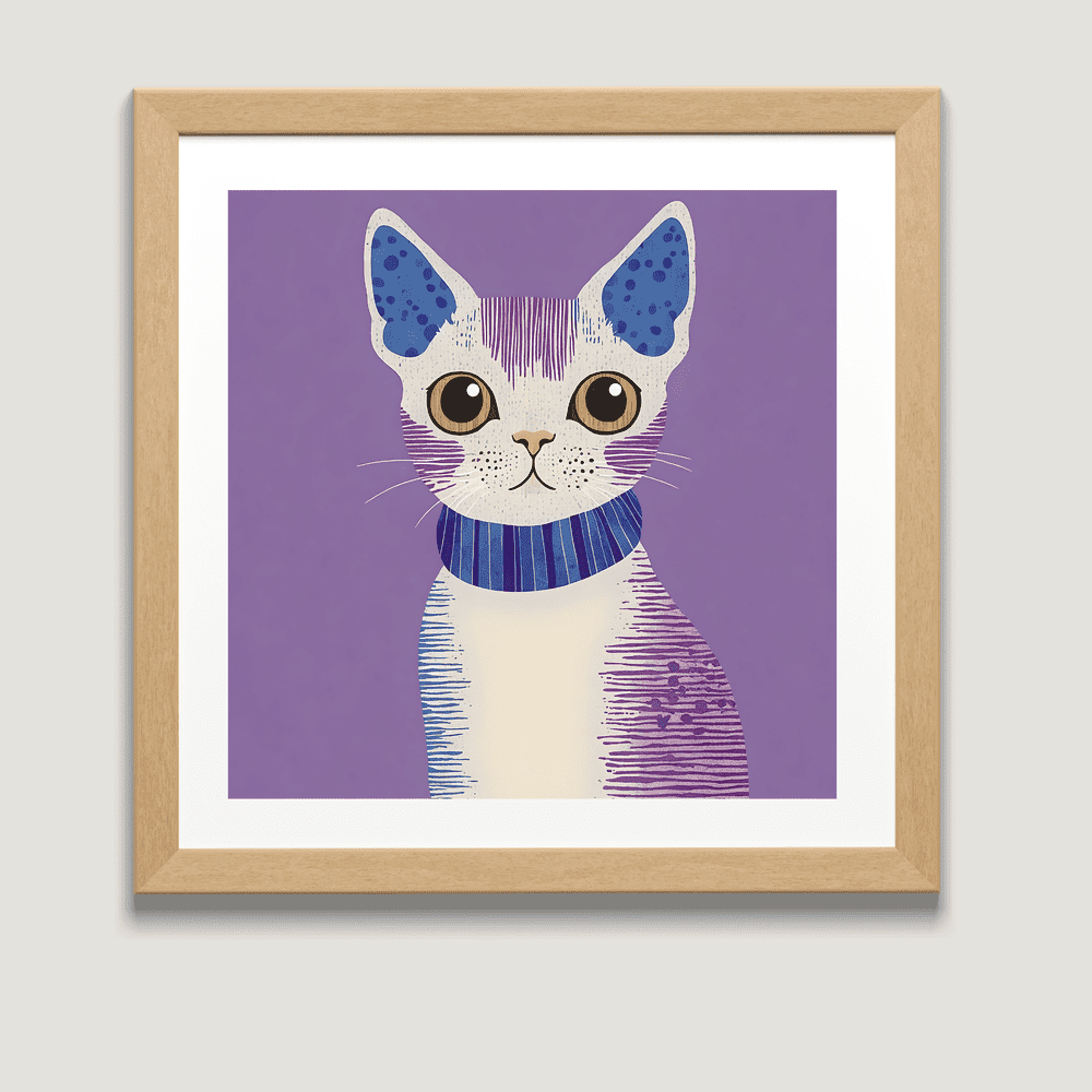 Devon Rex Cat Print - Purple Reign