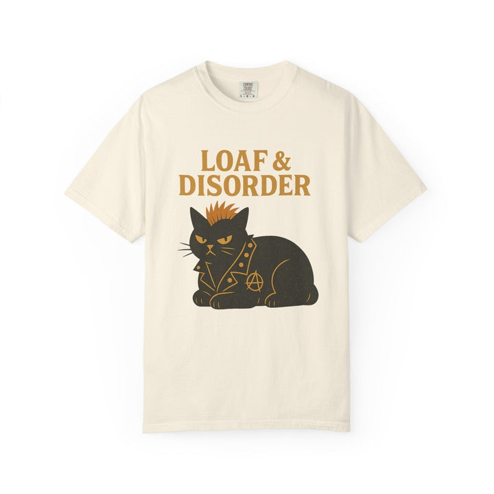 Loaf & Disorder Cat T-Shirt - Punk Black Cat Graphic Tee Ivory
