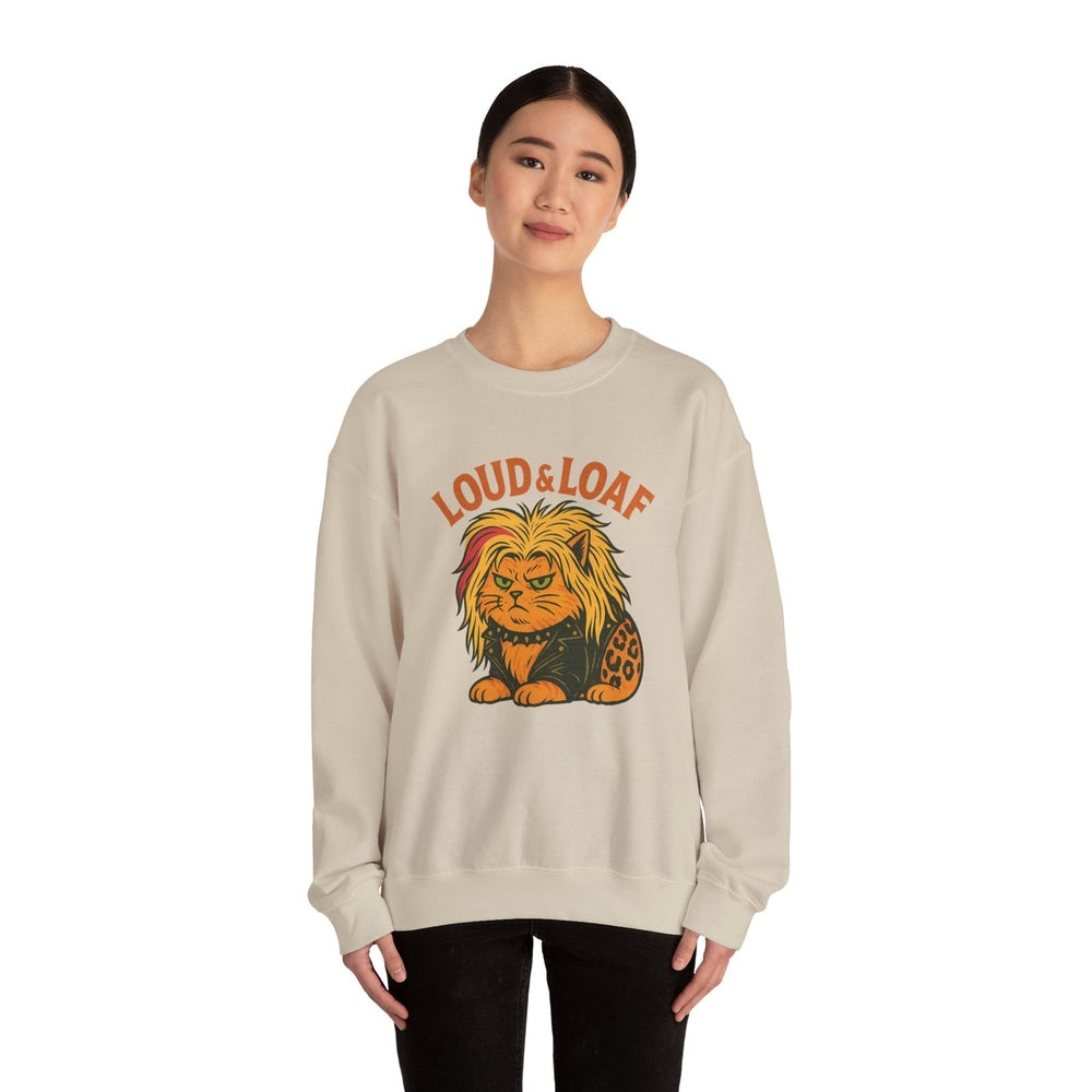 Loud & Loaf Lion Sweatshirt - Cute Retro Cat Graphic Crewneck