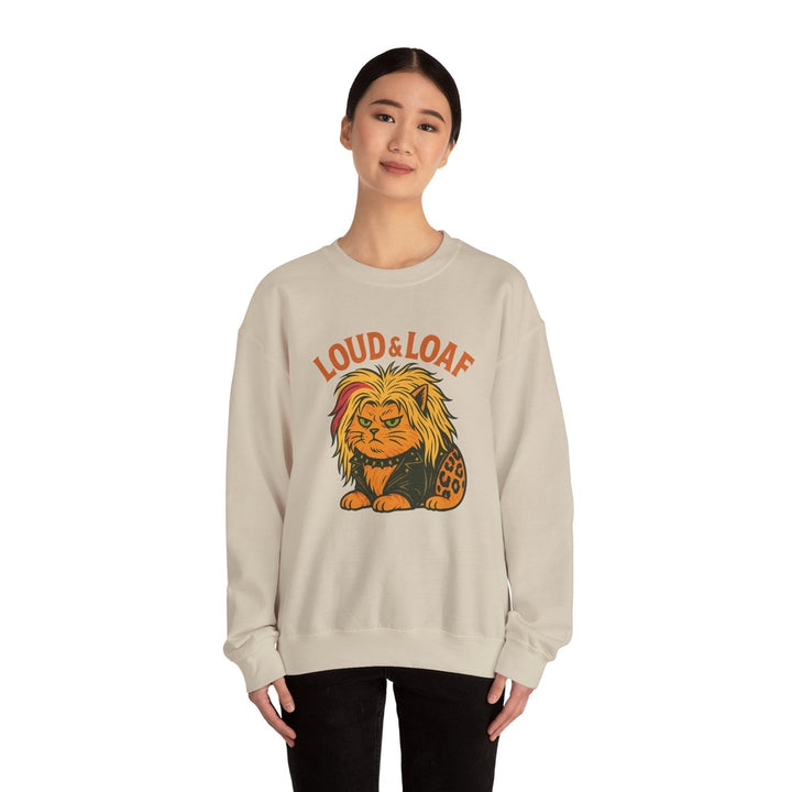 Loud & Loaf Lion Sweatshirt - Cute Retro Cat Graphic Crewneck