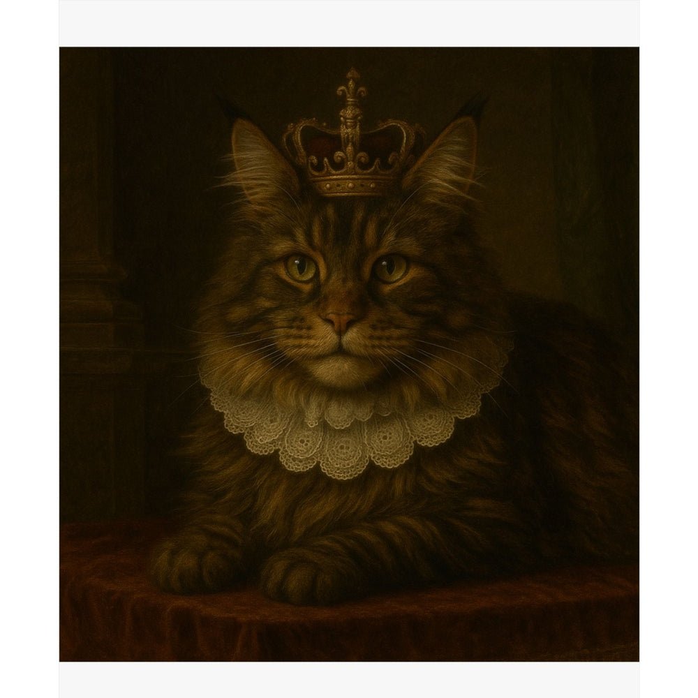 Royale Cat Matte Poster - Vintage Crowned Main Coon Wall Art